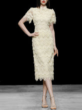 Load image into Gallery viewer, Green Heavy Lace Fabric Embroidered Tassel 1940S Vintage Dress
