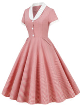Load image into Gallery viewer, Plaid Tuxedo Collar 1950S Vintage Dress With Pockets