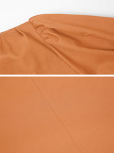 Load image into Gallery viewer, Orange V Neck Puff Sleeve Audrey Hepburn Style 50S Vintage Dress With Belt