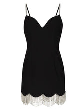 Load image into Gallery viewer, Black Spaghetti Strap Sexy Gown Party Dress With Rhinestones