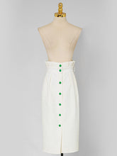 Load image into Gallery viewer, 3PS White Turn-down Collar Long Sleeve Coat With White Skirt Suits