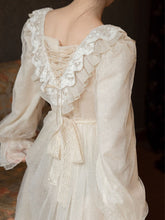Load image into Gallery viewer, Apricot Ruffles Lace Puffed Sleeve Swing Victoria&#39;s Fairy Dress