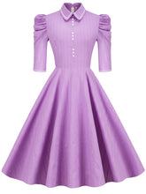 Load image into Gallery viewer, Solid Color Purple Peter Pan Collar 1950S Dress With Pockets