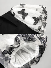 Load image into Gallery viewer, Black Butterfly Puff Sleeve Audrey Hepburn Style 50S Dress