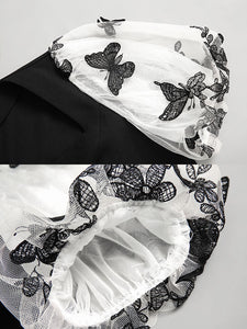 Black Butterfly Puff Sleeve Audrey Hepburn Style 50S Dress