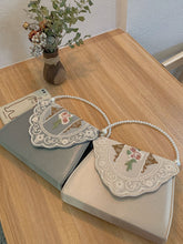Load image into Gallery viewer, 1950S Blue Embroidered Rose Vintage Pearl Handbag Satin Banquet Bag