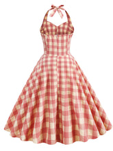 Load image into Gallery viewer, 3 Colors Plaid Halter Classis Vintage Style 1950S Dress