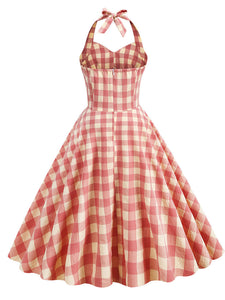 3 Colors Plaid Halter Classis Vintage Style 1950S Dress