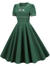 Load image into Gallery viewer, Dark Green Bowknot Collar 1950S Vintage Swing Dress