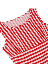 Load image into Gallery viewer, Red Stripe Crew Neck 1950S Vintage Swing Dress