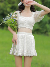 Load image into Gallery viewer, 2PS White Lace Fairy Vintage Two Piece Bikinis Swimwear Bathing Suit