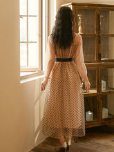 Load image into Gallery viewer, Honey Flocking Polka Dots Long Sleeve Maxi Party Dress
