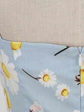Load image into Gallery viewer, Blue Daisy Square Collar 1960S Bodycon Dress