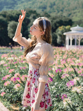 Load image into Gallery viewer, Rose Puff Sleeve Ballet Style Vintage One Piece Swimwear