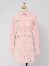 Load image into Gallery viewer, 2PS Pink 1950S Vintage Classic Top And High Waist Short Skirt Suit