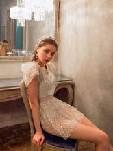 Load image into Gallery viewer, Fairy Style Sequins Lace Flowers Ruffles Vintage One Piece Swimwear Bathing Suit