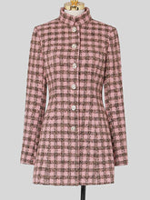 Load image into Gallery viewer, Plaid Stand Collar Houndstooth Tweed 1940S Coat