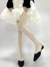 Load image into Gallery viewer, Solid Color White Lace Sheer Thigh High Stockings
