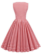 Load image into Gallery viewer, Crew Neck Plaid Salior Collar 1950S Vintage Dress