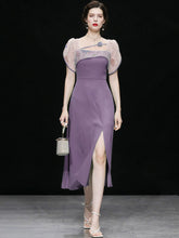 Load image into Gallery viewer, Lavender Flower Split 1950S Vintage Dress