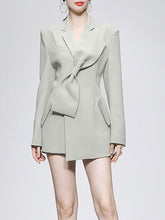 Load image into Gallery viewer, Grey Bowknot Long Sleeve 1950S Vintage Blazer