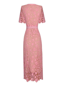Pink Sweet Lace 1950s Vintage Bodycon Dress