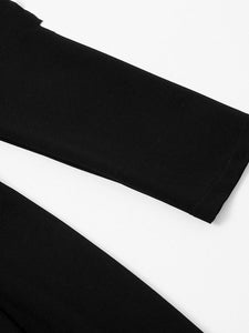 Black V Neck Long Sleeve Sexy Split 1940S Dress
