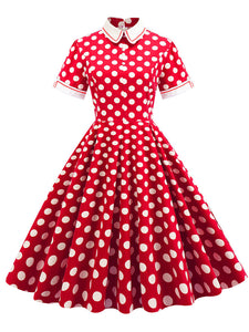 Polka Dots Peter Pan Collar 1950S Dress With Pockets