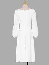 Load image into Gallery viewer, White Square Collar Long Sleeve Party Dress