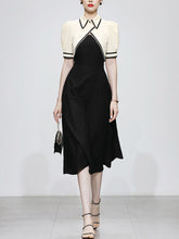 Load image into Gallery viewer, 2PS White Cape With Black Spaghetti Strap 1950S Dress Set