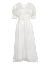 Load image into Gallery viewer, White Ruffles Puff Sleeve Organza Vintage Dress