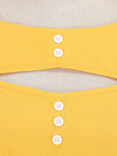 Load image into Gallery viewer, Yellow Cut Out Sleeveless 1950S Vinatge Dress With Pockets