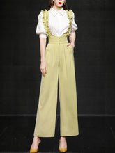 Load image into Gallery viewer, 2PS Vintage Top And Blue Ruffles Pant Suit