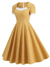 Load image into Gallery viewer, Square Collar Stripe 1950S Vintage Dress