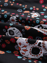 Load image into Gallery viewer, Black 1950S Halloween Skull Printed Halter Vintage Dress