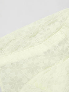 Avocado Green Crossback Puff Sleeve 1950S Vintage Dress