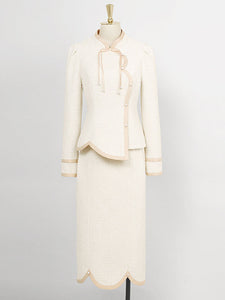 2PS Apricot Tweed Top Jacket And Skirt 1960S Vintage Suit