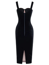 Load image into Gallery viewer, Wine Red Mesh Strap Corset Velvet Bodycon Dress Sexy Gown Party Dress
