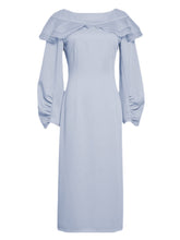 Load image into Gallery viewer, Light Blue Ruffles Long Sleeve Vintage 1940S Bodycon Dress