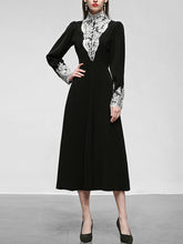 Load image into Gallery viewer, Black Lace Stand Collar Long Sleeve Vintage Victorian Dress