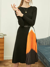 Load image into Gallery viewer, Black Knitted Sweater Maxi Dress Long Sleeve 1950S Vinatge Dress With Belt