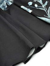 Load image into Gallery viewer, Black Flowers High Waist Swing Vintage Dress With Pockets