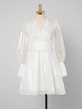 Load image into Gallery viewer, 1960S White Puff Long Sleeve Organza Dress
