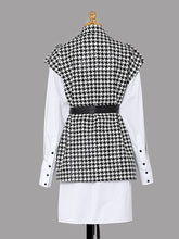 Load image into Gallery viewer, 2PS Houndstooth Pattern Vest And White Low High Shirt Coat Suit