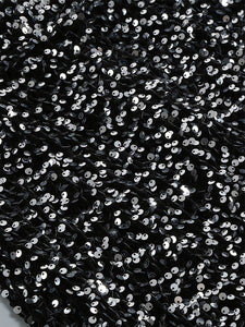Black Sweet Feather Hem Sequin Long Sleeve Bodycon Sexy Gown Party Dress