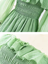 Load image into Gallery viewer, Green Mid Centuries Ruffles Vintage Maxi Dress