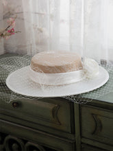 Load image into Gallery viewer, Women&#39;s Vintage Lace Flower Hepburn Hat Boater Hat
