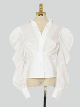 Load image into Gallery viewer, 2PS White Puff Sleeve 1950S Vintage Shirt And Black Shorts Suits