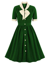 Load image into Gallery viewer, 1950S Pink Bowknot Collar Vintage Styel Black Dress