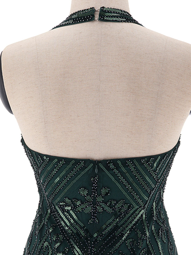 1920S Halter Fringed Sequin Gatsby Flapper Dress Jolly Vintage 1920S Halter Fringed Sequin Gatsby Flapper Dress Jolly Vintage